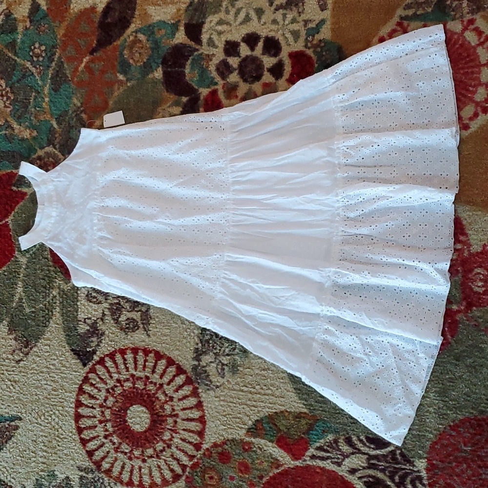 Girls LILT Eyelet Summer Dress Tiered Size Small 6/6X 100% Cotton NWT